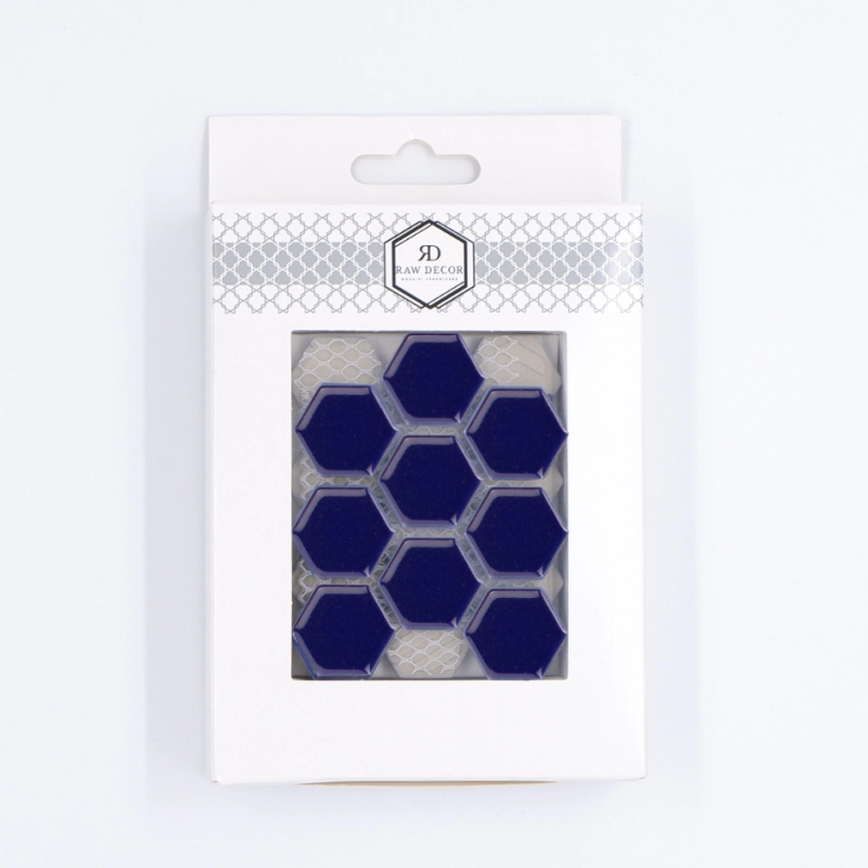 Musterfliese: Hexagon Klein Navy Blue Glänzend