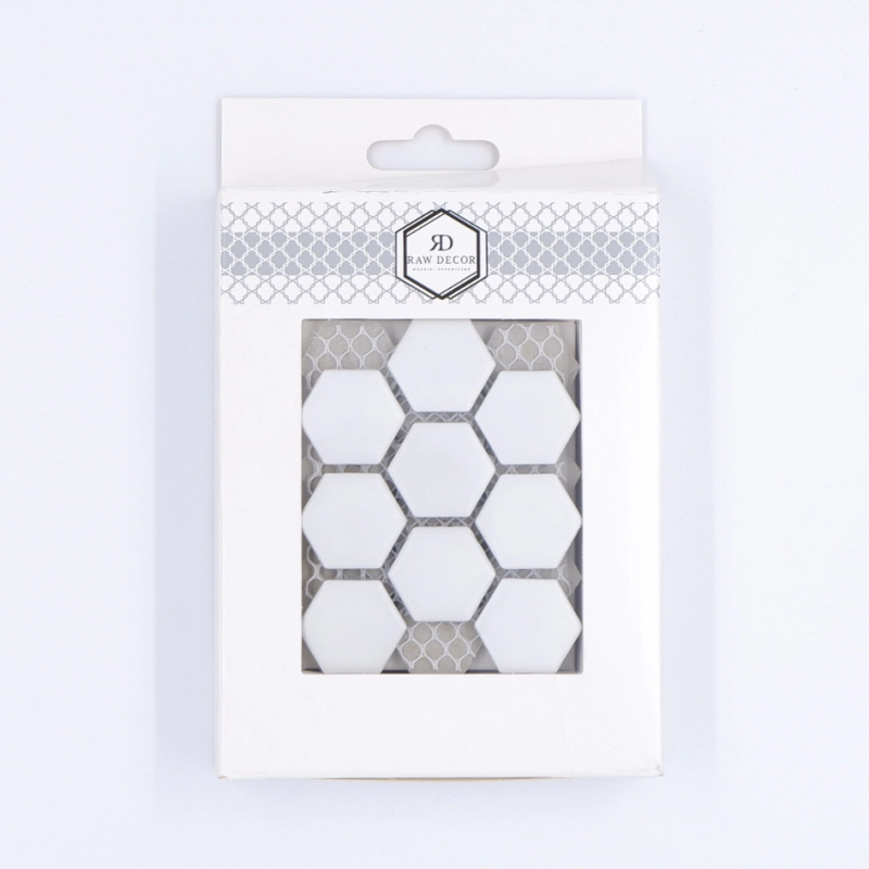 Musterfliese: Hexagon Klein Weiß Matt