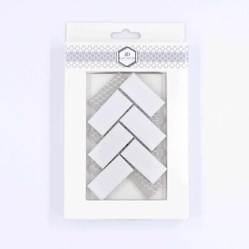 Musterfliese: Fischgräten Weiß Matt