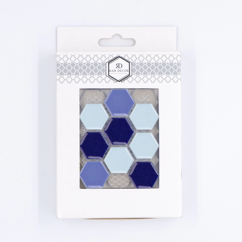 Musterfliese: Hexagon Klein Sea Mix Glänzend