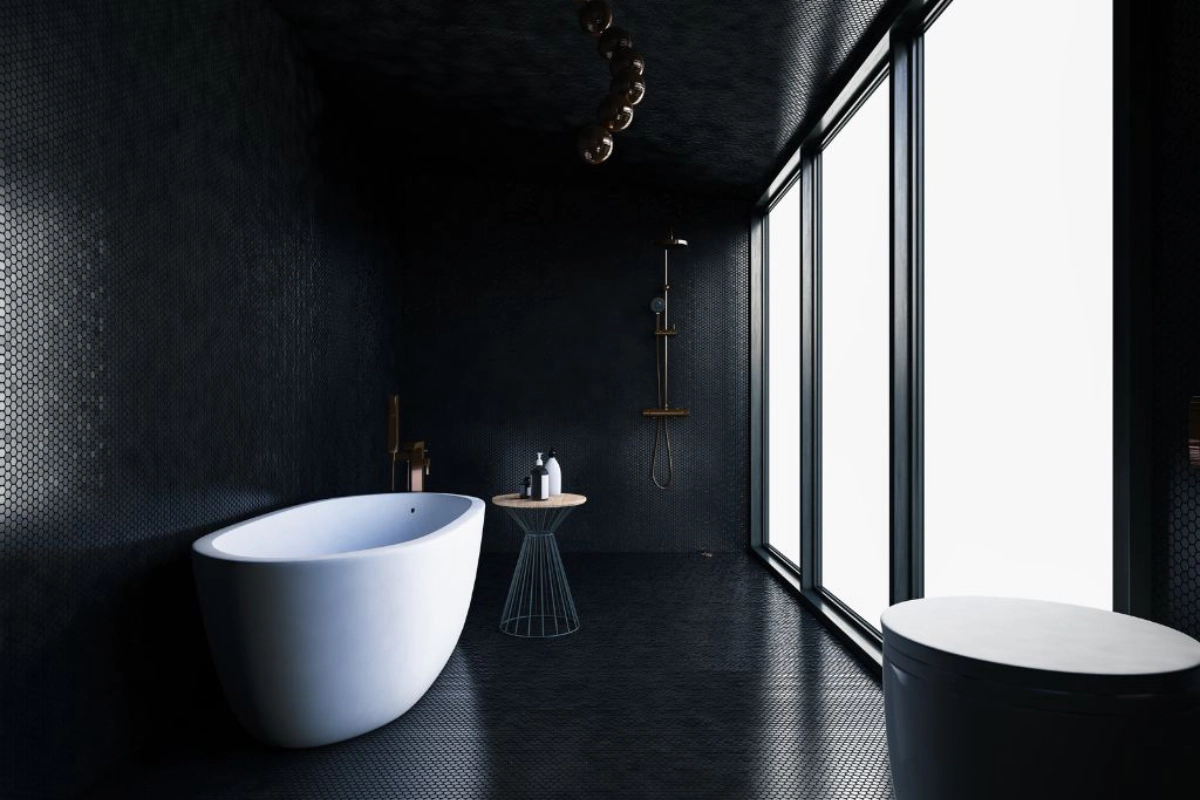 Schwarzes Badezimmer